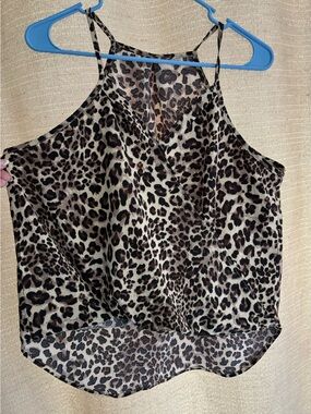 Leopard Print Halter Cami Top - Brown/Black